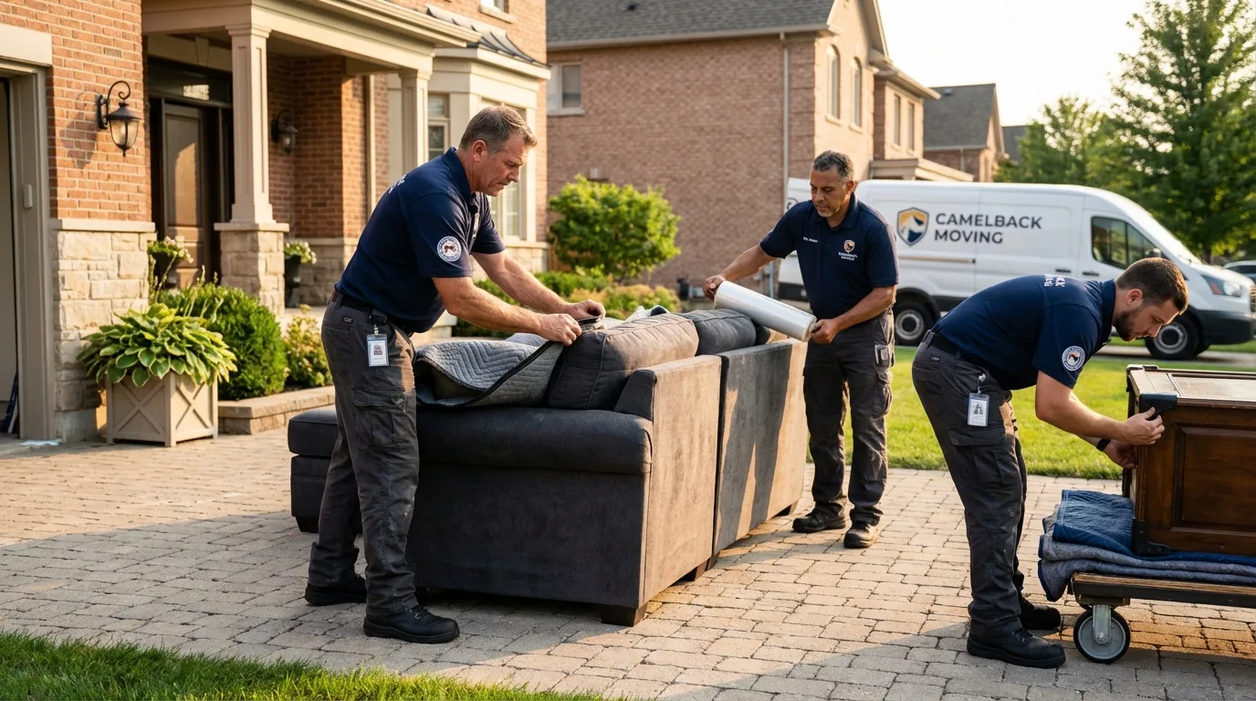 Large estate moving crew wrapping furniture in Driggs, ID