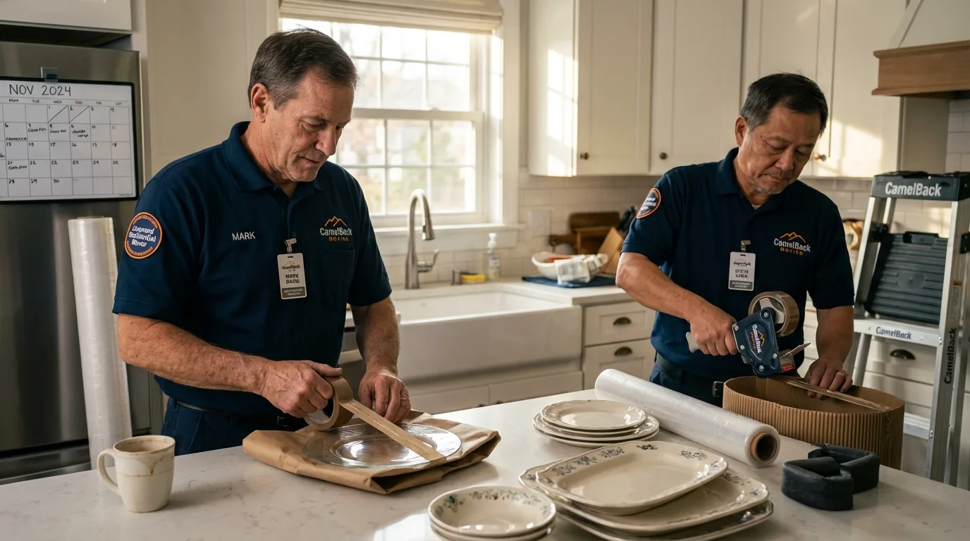 Professional crew packing kitchen dishware in Driggs, ID
